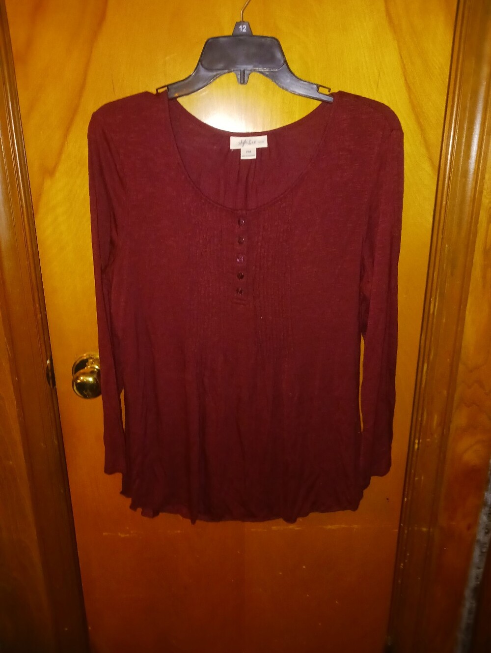 Style & Co. Long-Sleeve Top - Burgundy